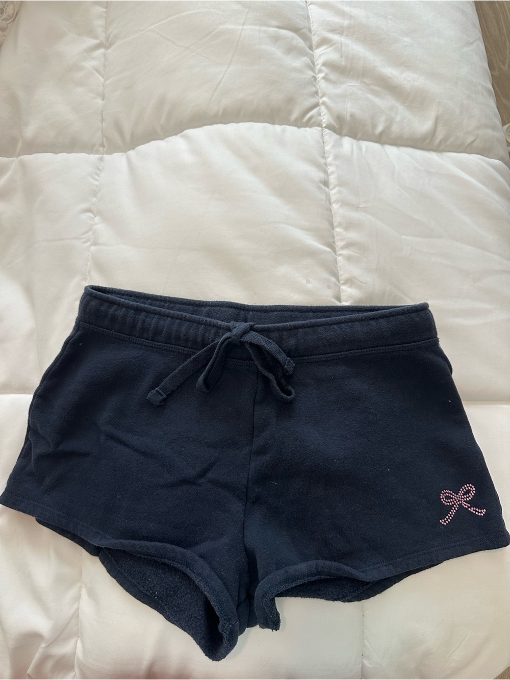 Hollister Navy Shorts with Pink Bow Detail